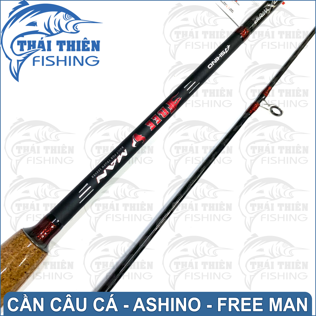 Cần Câu Cá Ashino Free Man Cần 2 Khúc Máy Đứng Phôi Carbon Xoắn Thân Rỗng Cán Gỗ Dòng Mới 2m1, 2m4, 2m7, 3m0