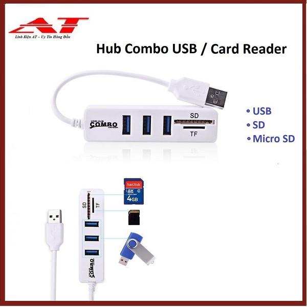Combo Ổ CẮM VÀ KHE ĐẦU ĐỌC Hub chia USB + Reader