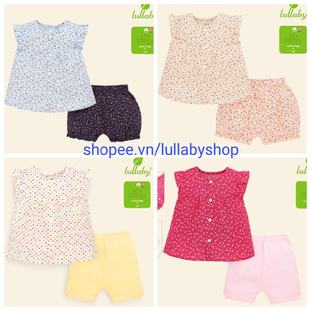 Bộ cộc tay cotton Poplin Lullaby cao cấp, bộ Lullaby bé gái new 2020