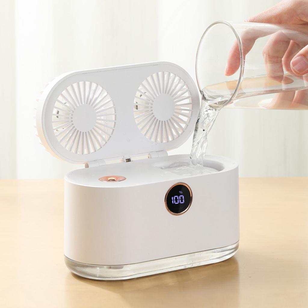 Mini Air Conditioner 3 in 1 Cooling Fan Humidifier Purifier LED Light White