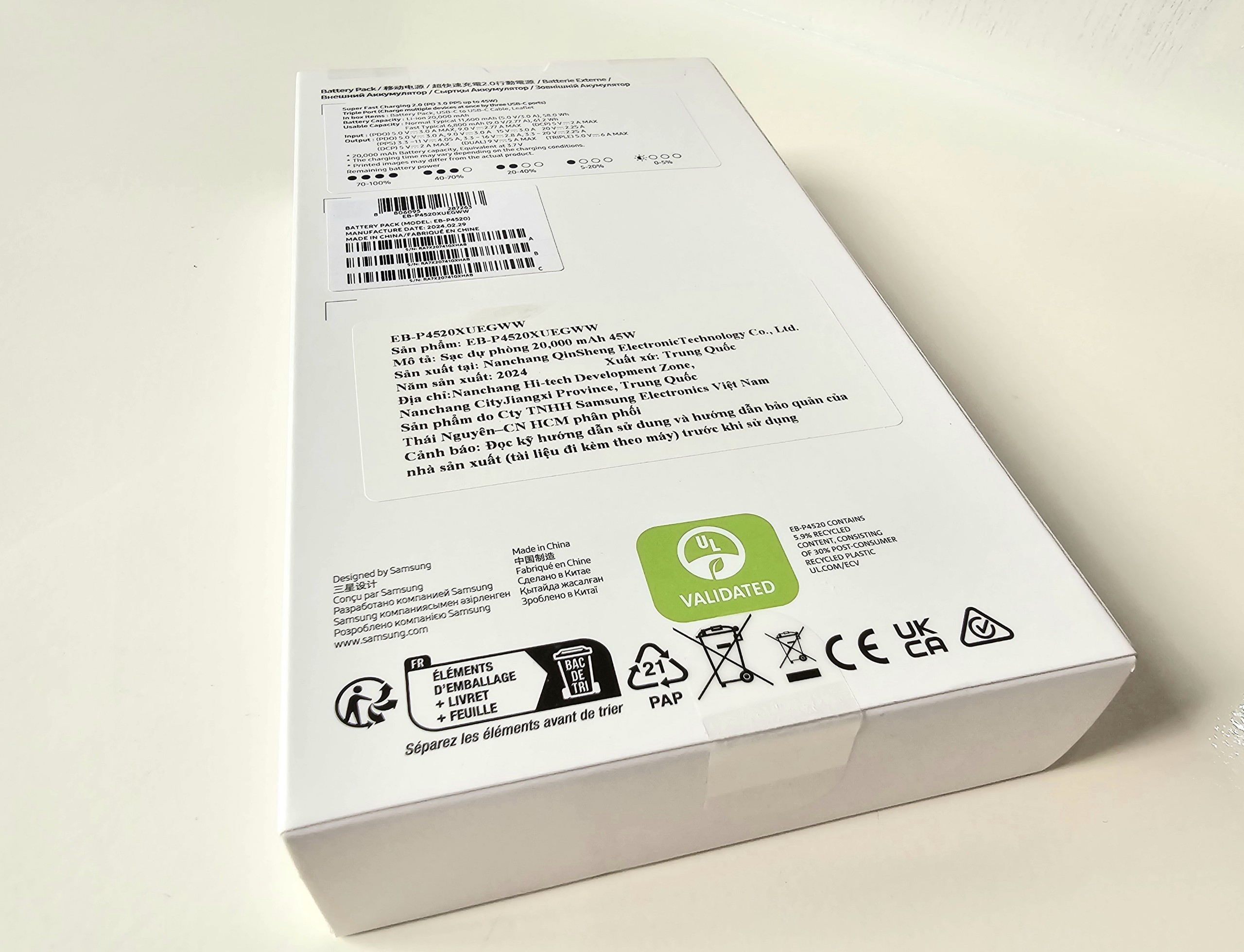 Sạc Dự Phòng Samsung 20.000mAh 45W (EB-P4520) (kèm cáp Type-C 0.3m) - Hàng Chính Hãng