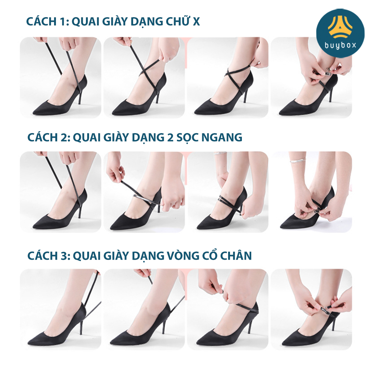 Dây giày chéo chữ X chống tuột gót, nhấc chân dùng mang giày cao gót, không gây đau chân - BuyBox - BBPK322