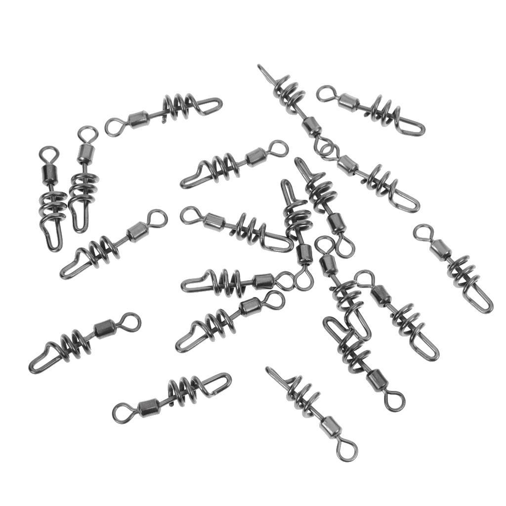 Fishing Swivels Ball Bearing Swivel with Coastlock Snap Strong Welded Ring Fishing Swivels Assortment for Saltwater Silver Coated