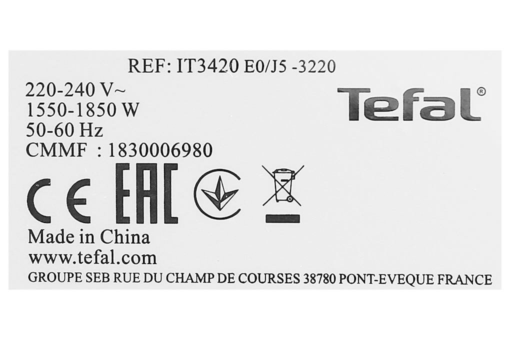 Bàn ủi hơi nước đứng Tefal IT3420E0- 1800W - Hàng chính hãng