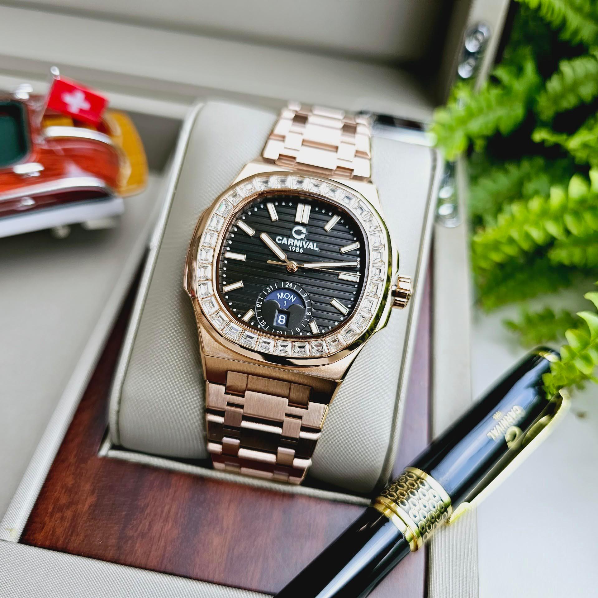 Đồng Hồ Nam Dây Thép Carnival Nautilus 8110G-VH-KL Automatic - Kính Sapphire - Size 41mm - 3 Màu - 8110G-VH-KL-D - 8110G-VH-KL-N - 8110G-VH-KL-X