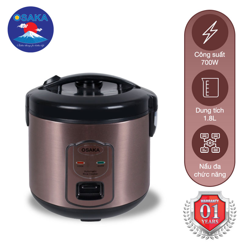 Nồi cơm điện Osaka RC-118T dung tích 1.8 lít - Hàng chính hãng