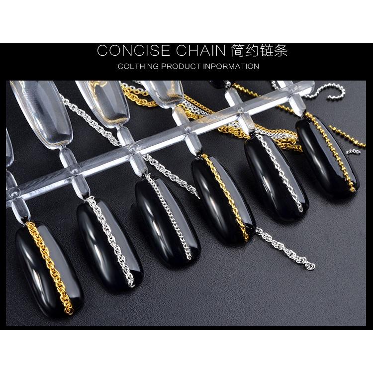 Charm xích nail hạt trai Yapas dây dài 25cm , Charm đính móng tay xích sắt hạt phụ kiện trang trí móng cao cấp