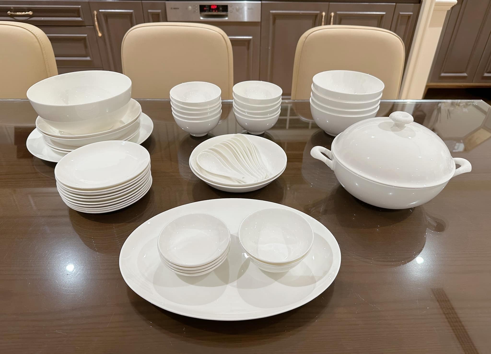 Set bát sứ Imperial 50 món trắng trơn Hàng Séc