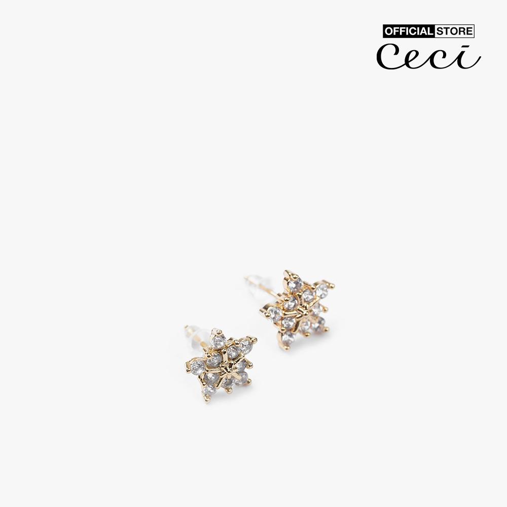 CECI - Khuyên tai nữ xỏ lỗ hình bông tuyết đính đá lấp lánh CC1-09000113