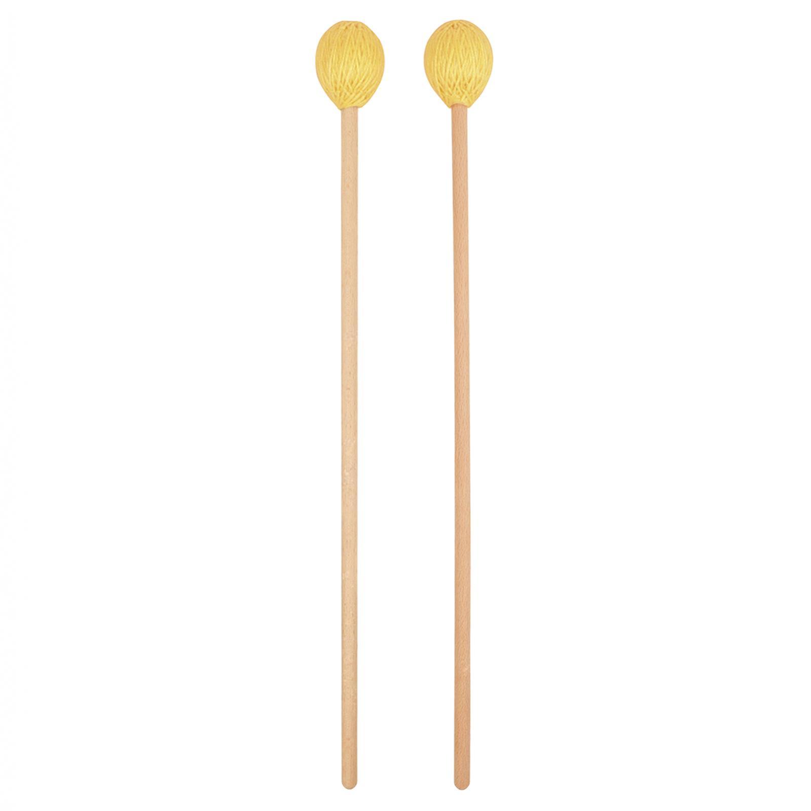 Marimba Mallets Wood Handle Soft Head Professionals Sticks yellow