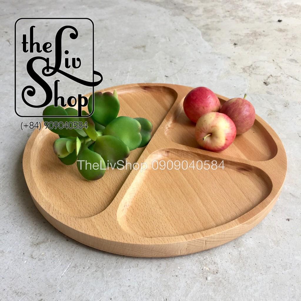 Đĩa gỗ tròn chia ngăn 24cm