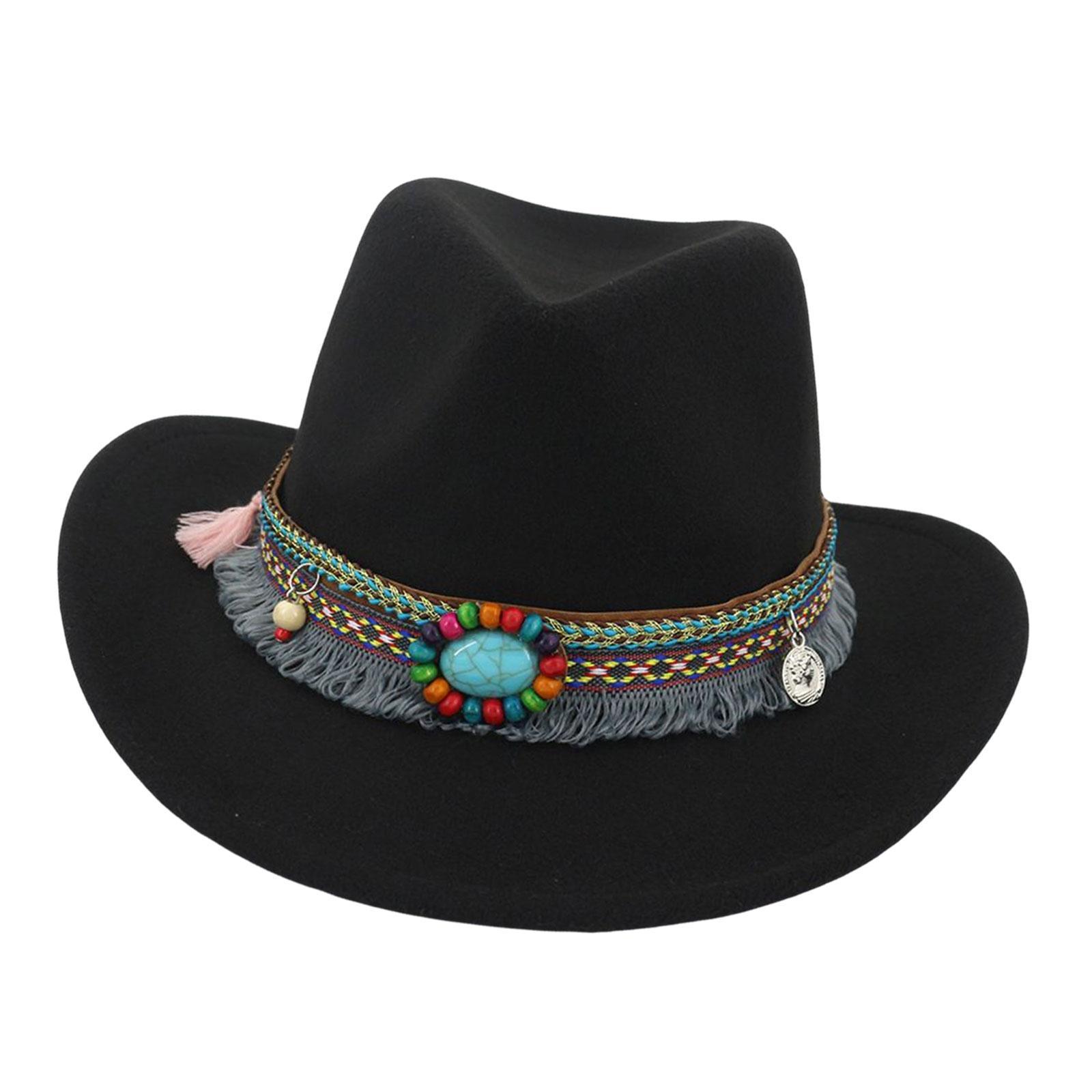 Casual Unisex Adult Cowboy Hat Fedoras Caps Sun Hat Jazz Top Hat Costume for Beach