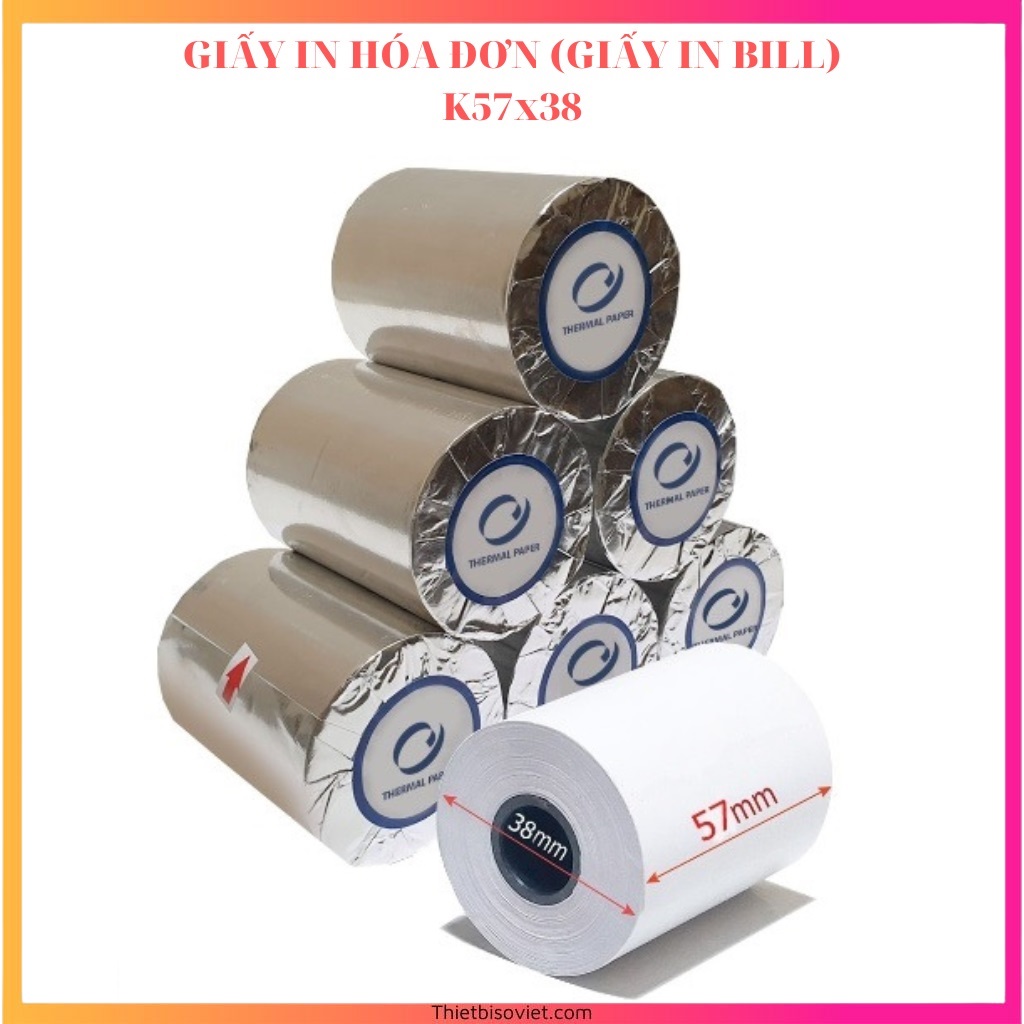 10 CUỘN GIẤY IN NHIỆT/GIẤY IN BILL MÁY POS K57X38MM