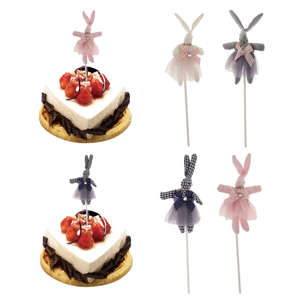 Bunny Shape Cake Topper Insert Sticks Wedding Party Cake Decoration