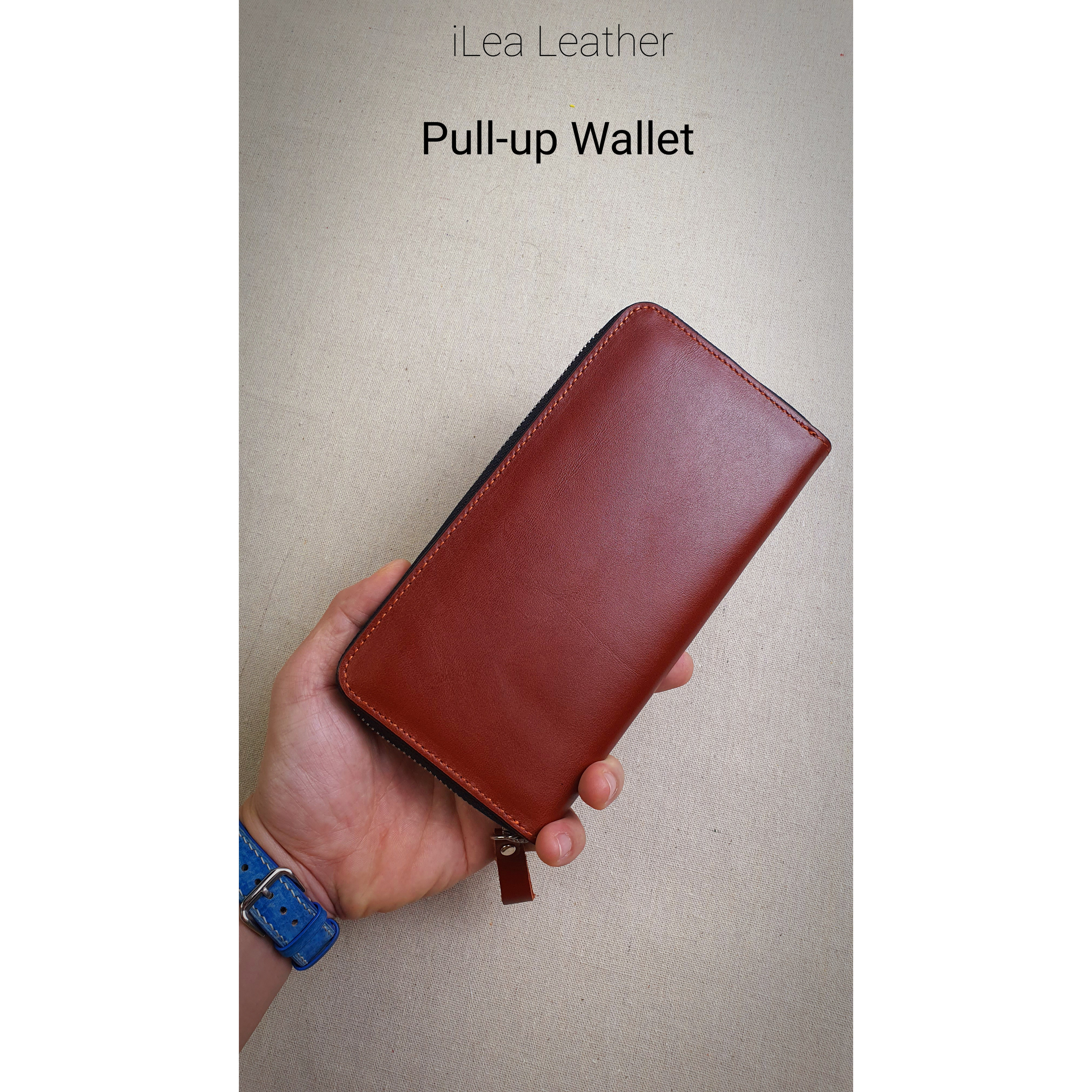 [Da thật] Ví dài cầm tay Pull-up WL113 (Brown) - 100% da bò thật, BH 3 năm