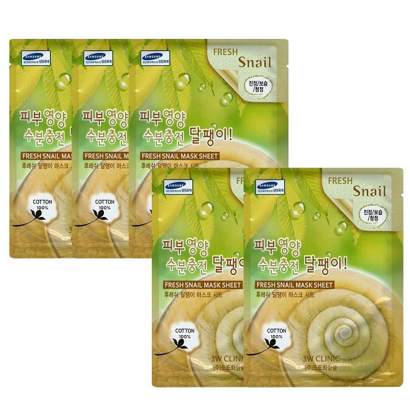 Combo 5 Mặt Nạ Dưỡng Chất Colagen Ốc Sên 3W Clinic Fresh Snail Mask Sheet 23ml x 5