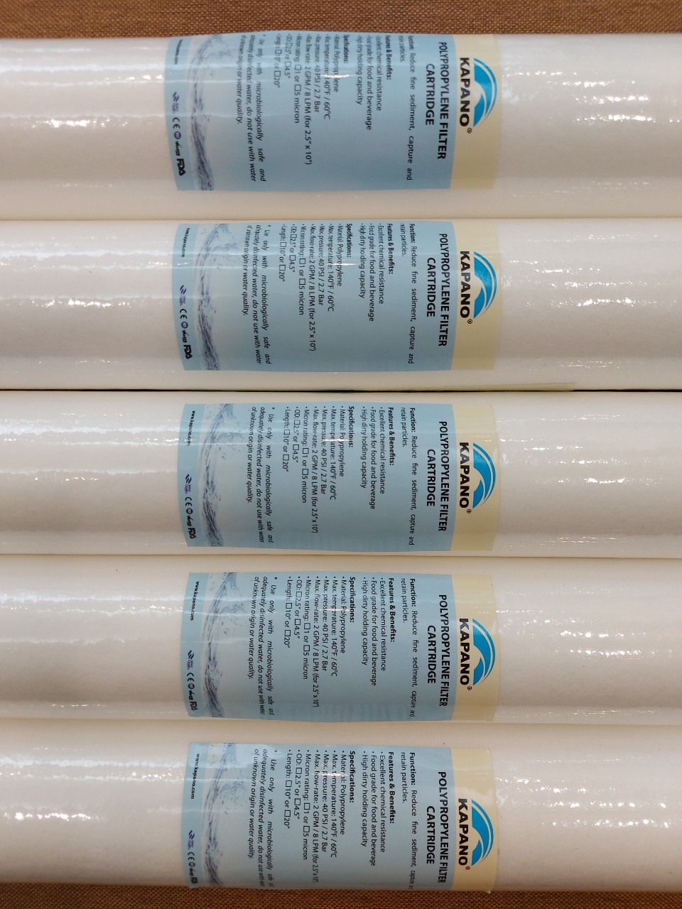 Lõi lọc cặn Polypropylene 1 micron 20″ Kapano - Hàng chính hãng