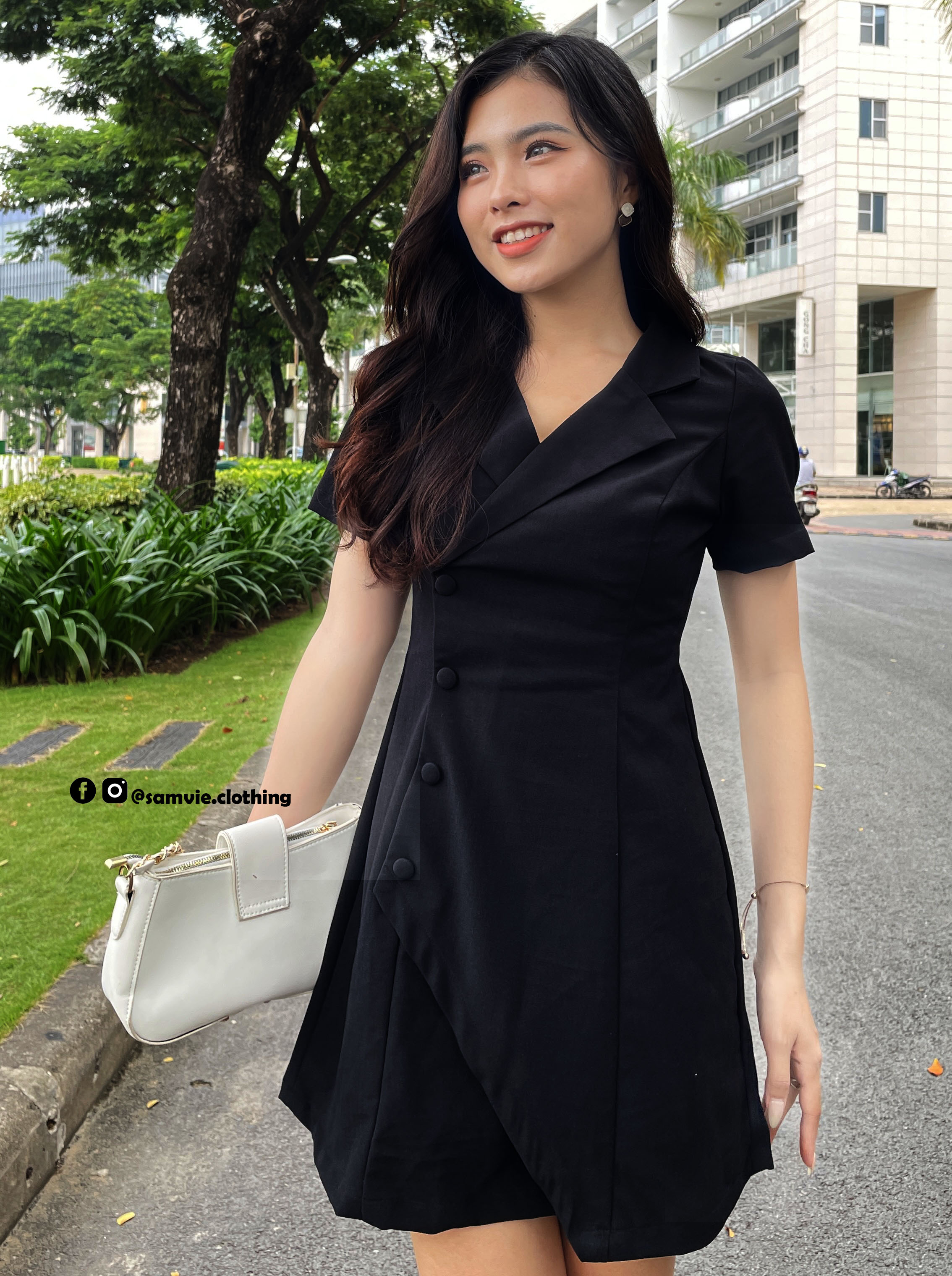 Đầm cổ vest thanh lịch Samvie