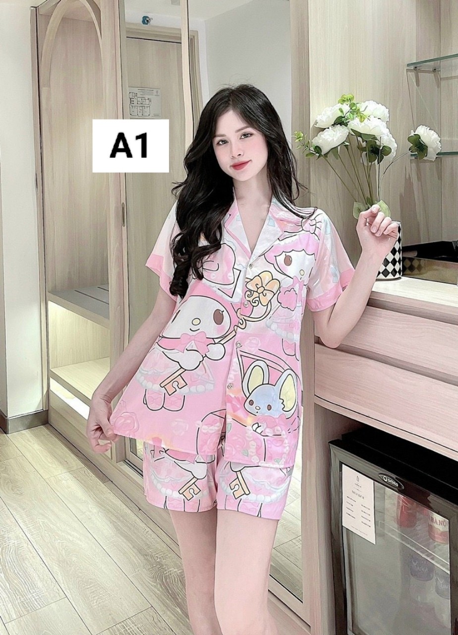 Đồ bộ nữ lụa xước cao cấp bộ đùi nữ mặc nhà có túi A1
