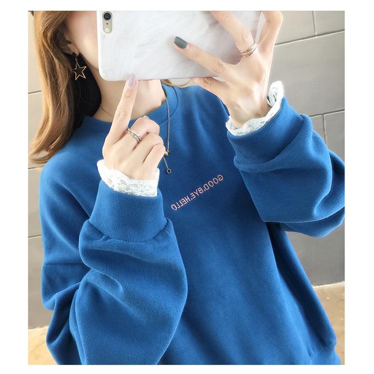 Áo Sweater Nỉ Xanh Dài Tay GOODBYE HELLO