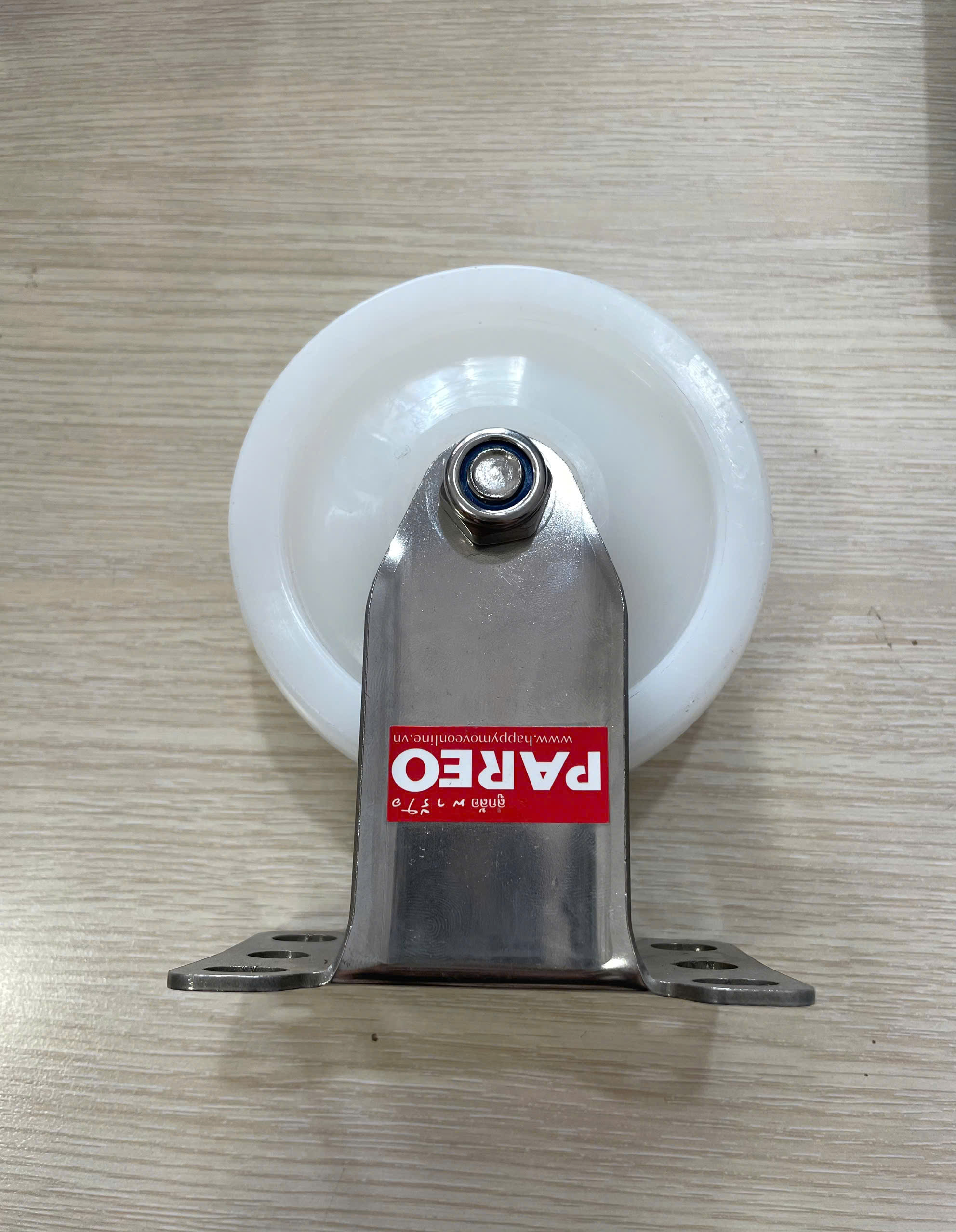 Bánh xe đẩy Nylon càng Inox 304 cố định 100x32mm - PAREO