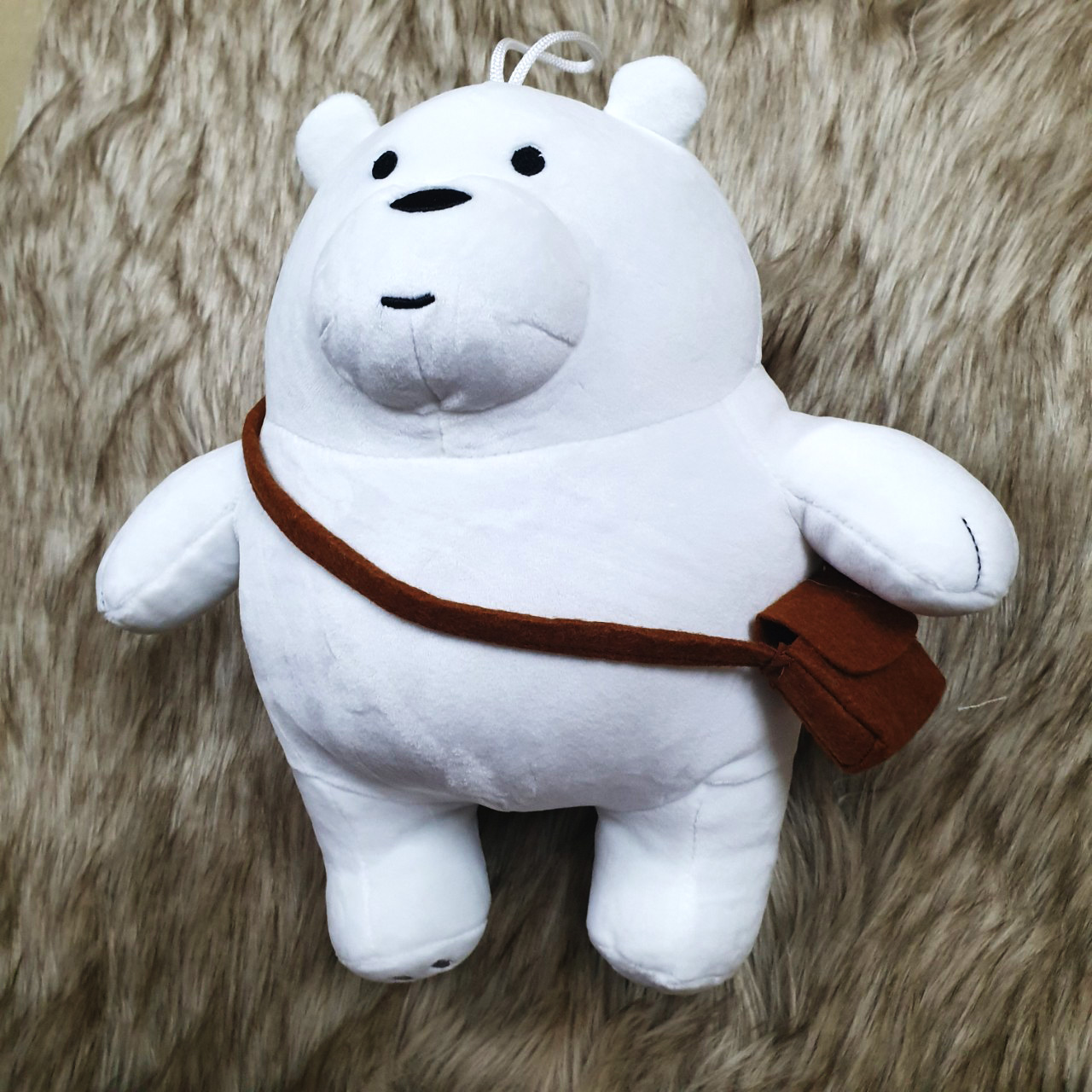 Gấu trúc we are bear màu trắng nhồi bông đeo cặp size 35cm