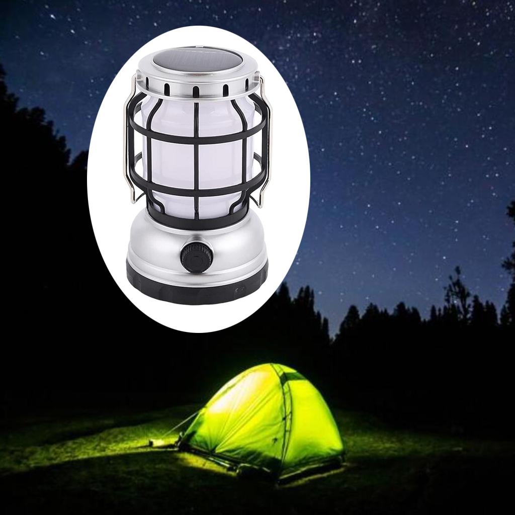 Solar Camping Lantern Phone Charger Waterproof Hanging Lamp Lighting