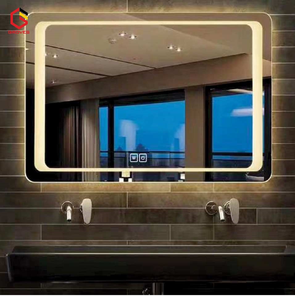 GƯƠNG TREO PHÒNG TẮM CẢM ỨNG ĐÈN LED CHỮ NHẬT CAO CẤP 700x500 cm (có nút cảm ứng bật tắt)