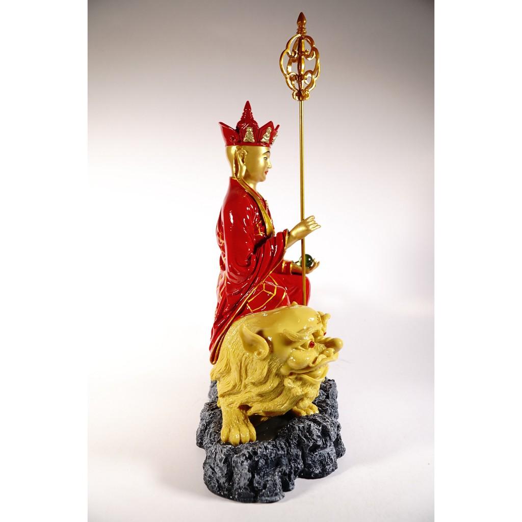 Tượng Phật Địa Tạng Vương Bồ Tát cưỡi hổ vẽ áo đỏ lớn - Cao 35cm
