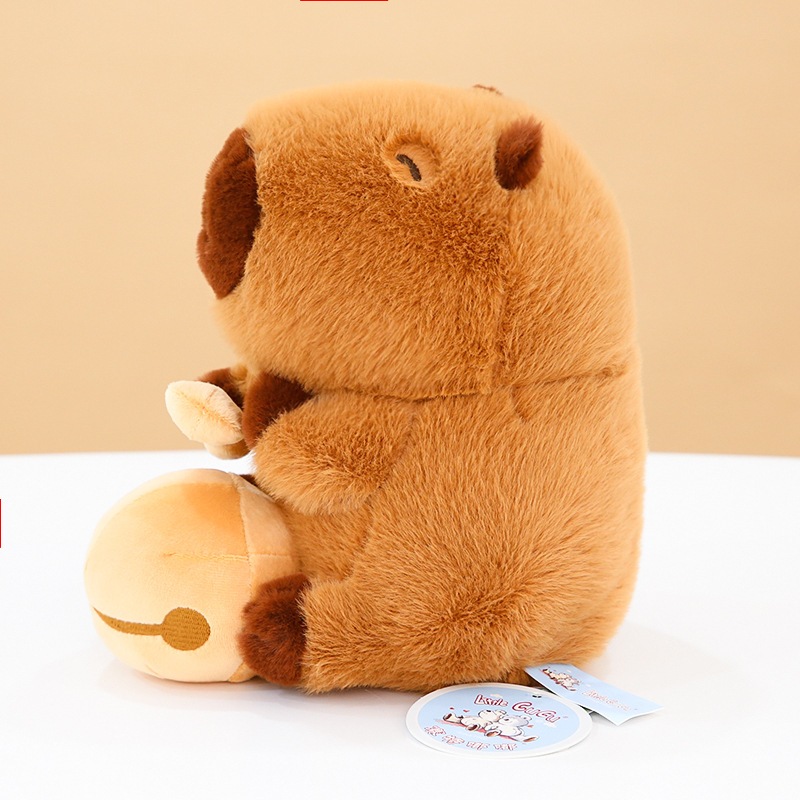 Thú nhồi bông capybara gõ mõ ngộ nghĩnh - Size 35cm - Quà tặng gấu bông chuột lang nước dành cho người cần tịnh tâm