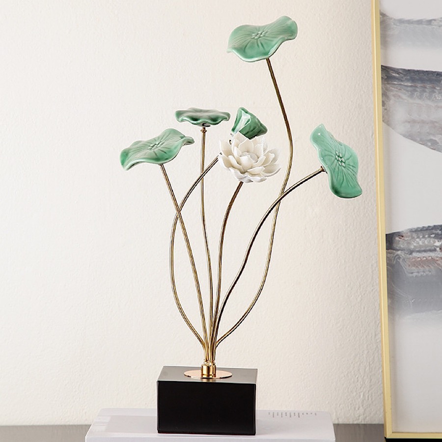 BÓ HOA SEN GỐM SỨ CAO 43cm TRANG TRÍ SANG TRỌNG VÀ HIỆN ĐẠI