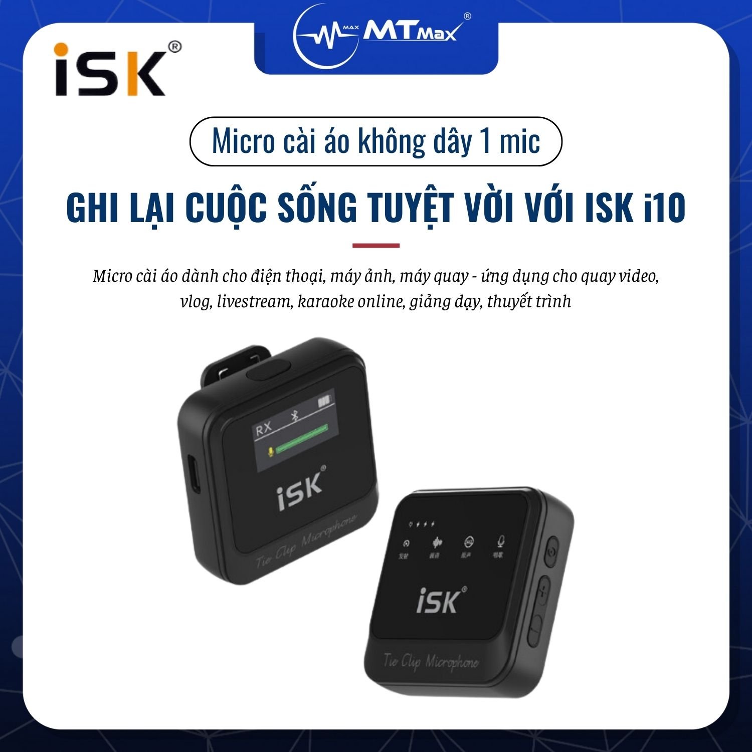 Micro Cài Áo ISK iM10 - Micro Dành Cho Điện Thoại, Máy Ảnh, Máy Quay Hàng Chính Hãng
