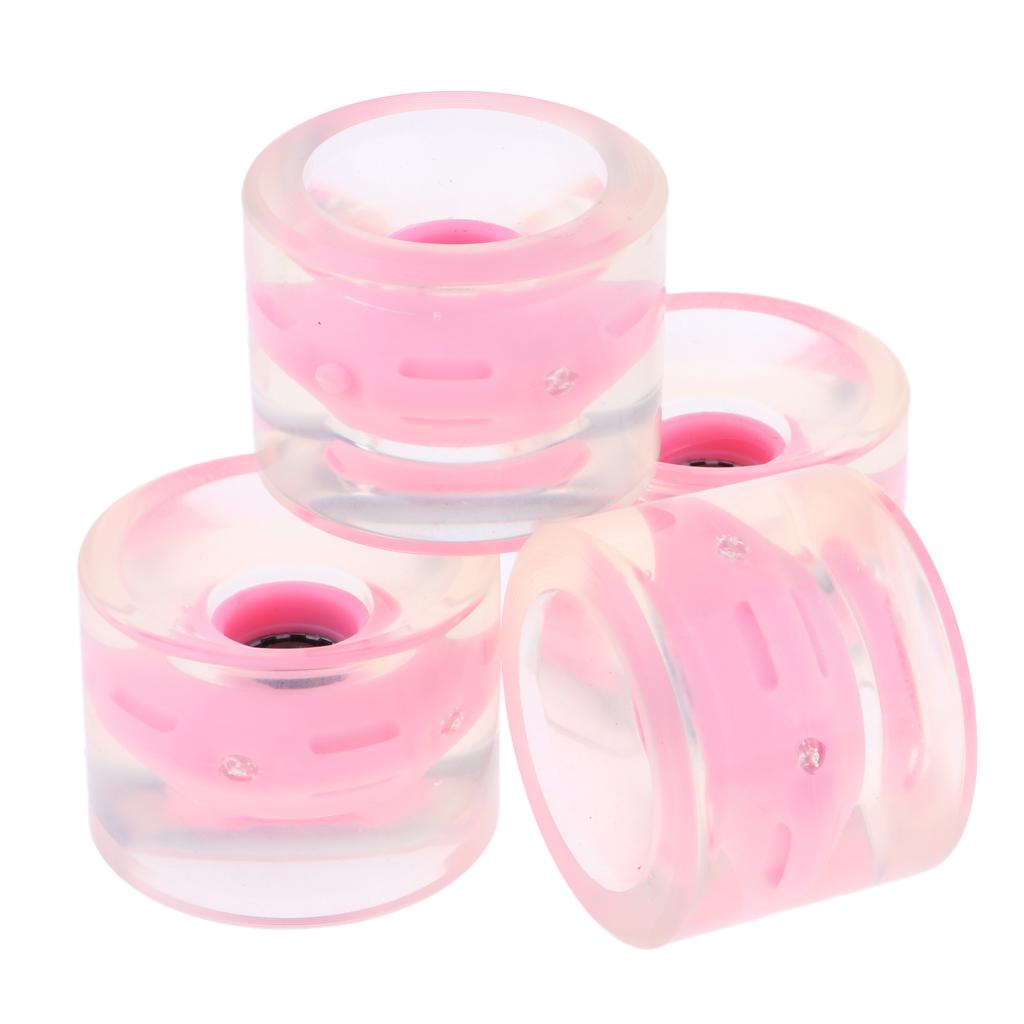 2x4pcs 70mm Light Up Skateboard Longboard Wheels Glow at Night 78A Pink