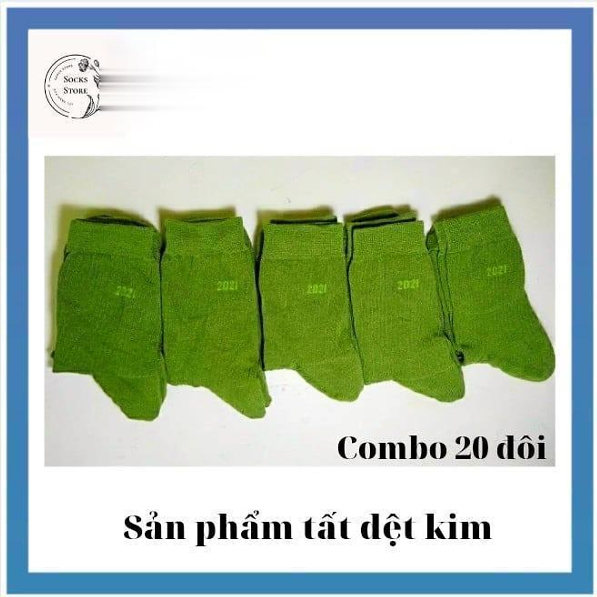 Tất xanh SĨ QUAN CA BĐ Dệt Kim Cao Cấp Nam Cổ Cao Mềm Mại Co Giãn Thời Trang - 5 đôi