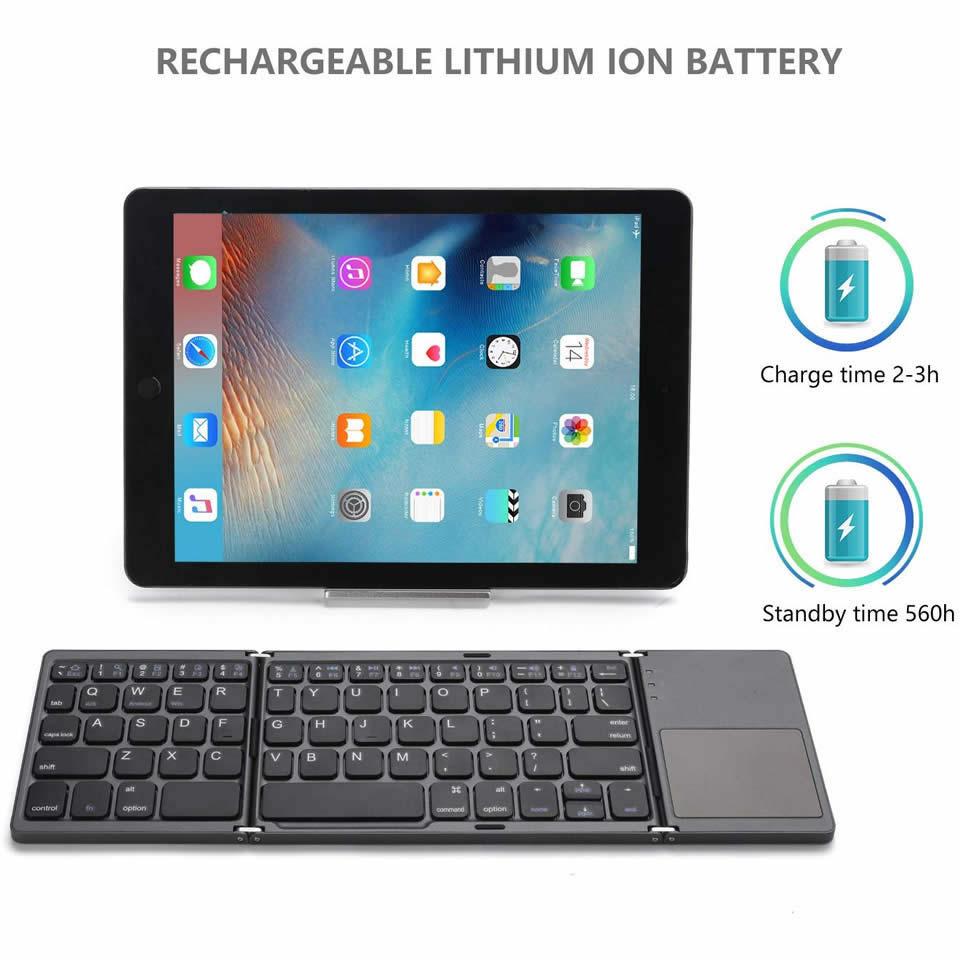HKXA Mini Gấp Gọn Bàn Phím Bluetooth Bàn Di Chuột Bluetooth 3.0 Có Thể Gập Lại Bàn Phím Số Không Dây Cho Windows Android IOS13 Máy Tính Bảng Ipad Điện Thoại