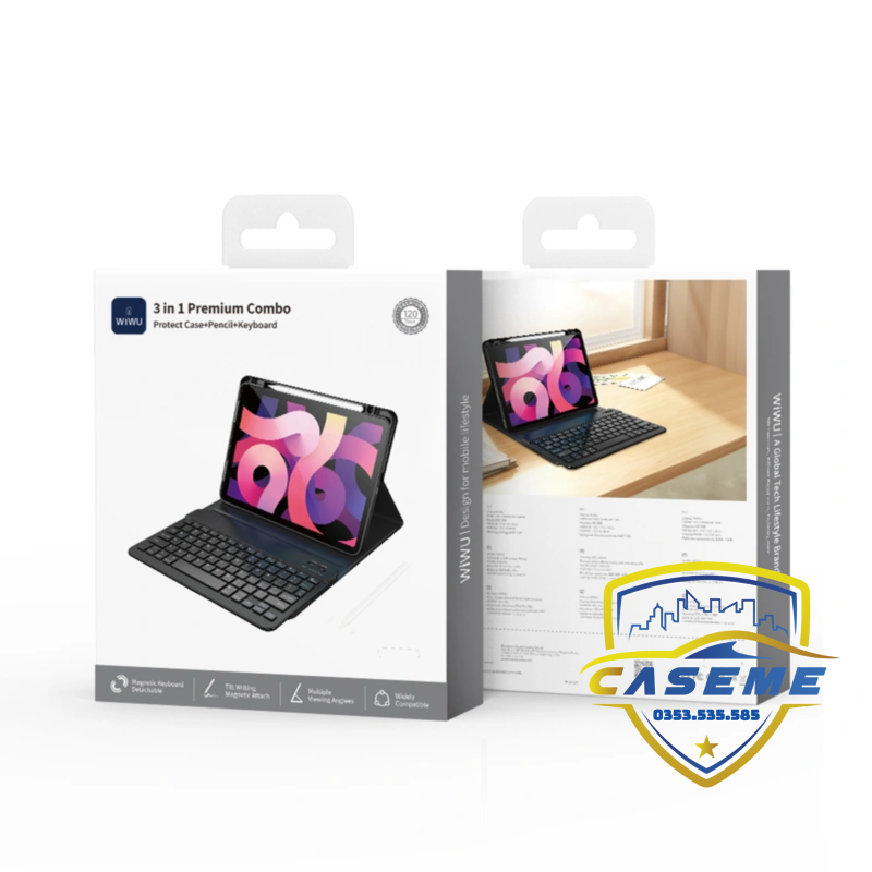 Bao da bàn phím dành cho iPad Pro M2 11 inch 2022 Wi Wu MK-006 – 3 trong 1 kèm bút cảm ứng - Hàng chính hãng