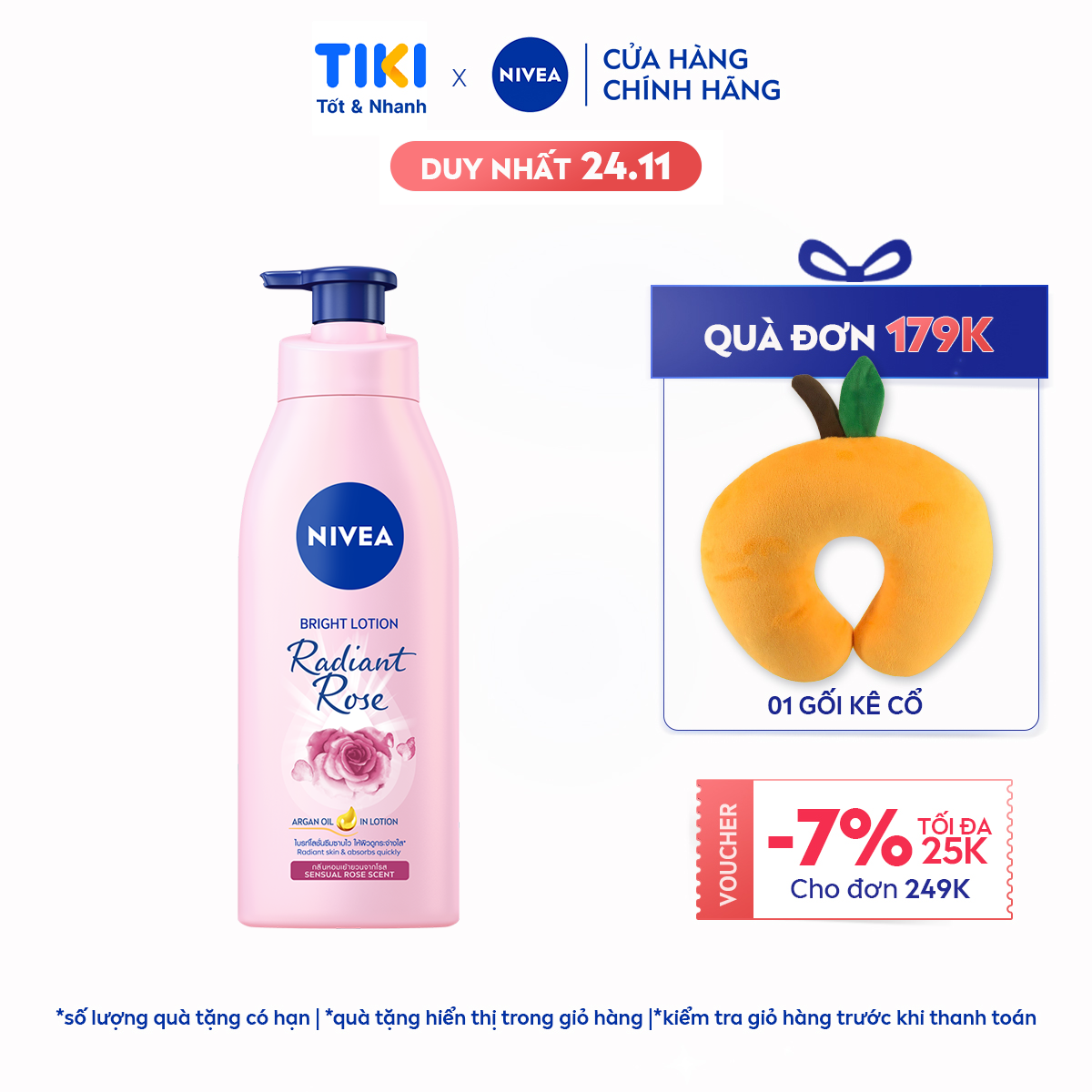 Sữa Dưỡng Thể NIVEA Sáng Da Hương Hoa Hồng - 85707