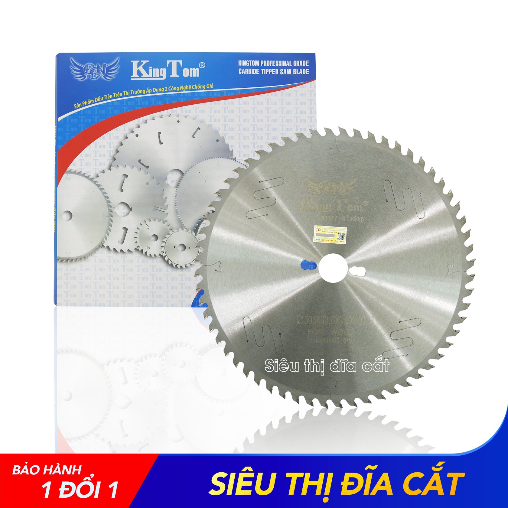 Lưỡi Cắt Gỗ Cao Cấp KingTom 305 - 60 Răng - Chuyên  Gỗ Cứng, Gỗ Có Đinh - Siêu Bén