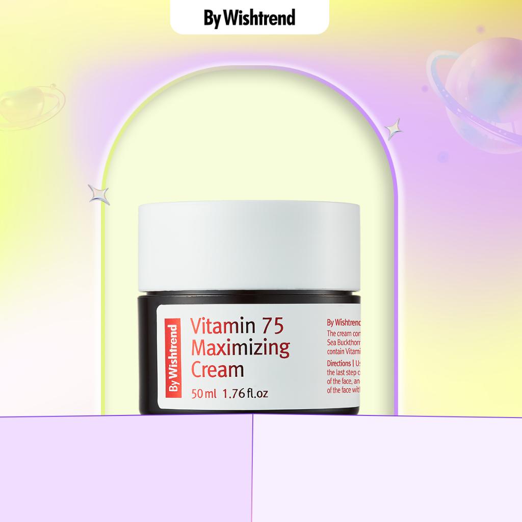 By Wishtrend kem dưỡng Vitamin 75 Maximizing Cream 50ml+Nước hoa hồng tẩy da chết Mandelic Acid 5% Skin Prep Water 120ml