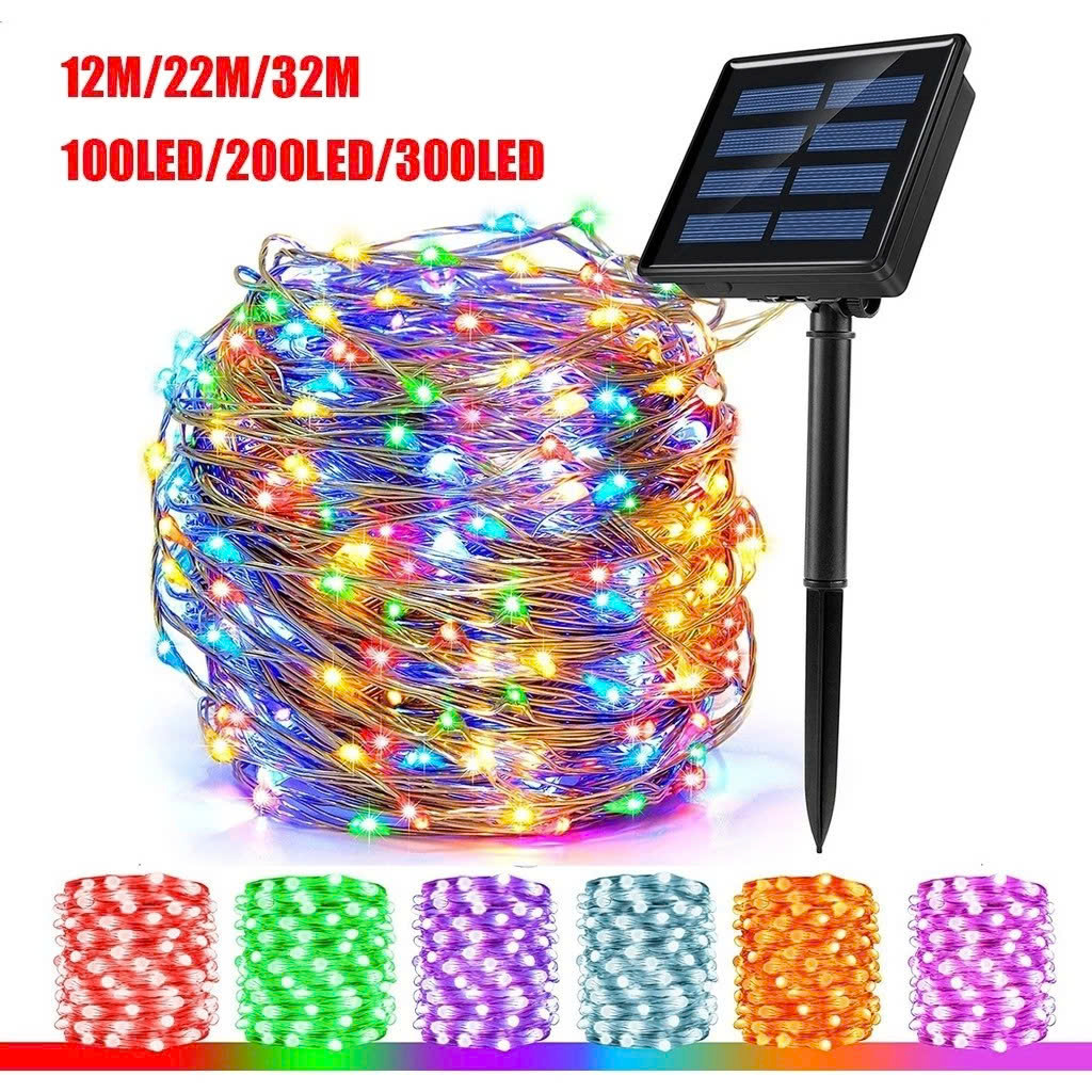 DÂY ĐÈN LED TRANG TRÍ 20M NHIỀU MÀU – SẠC NĂNG LƯỢNG MẶT TRỜI, BỀN ĐẸP CHO MỌI KHÔNG GIAN