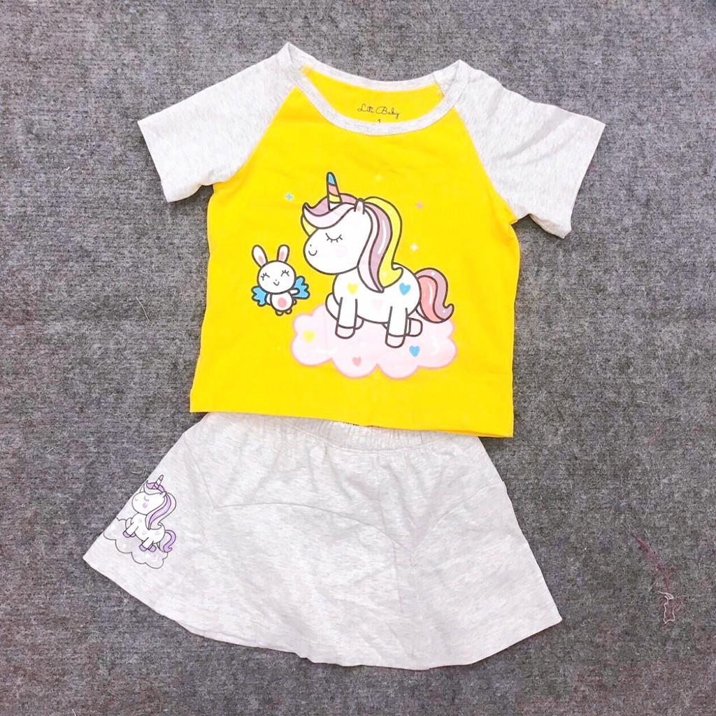 Bộ Váy Thun Ngựa Pony Bé Gái, Size 2-10, Hàng Made In Vn, Chất Cotton Chính Phẩm Rất Đẹp