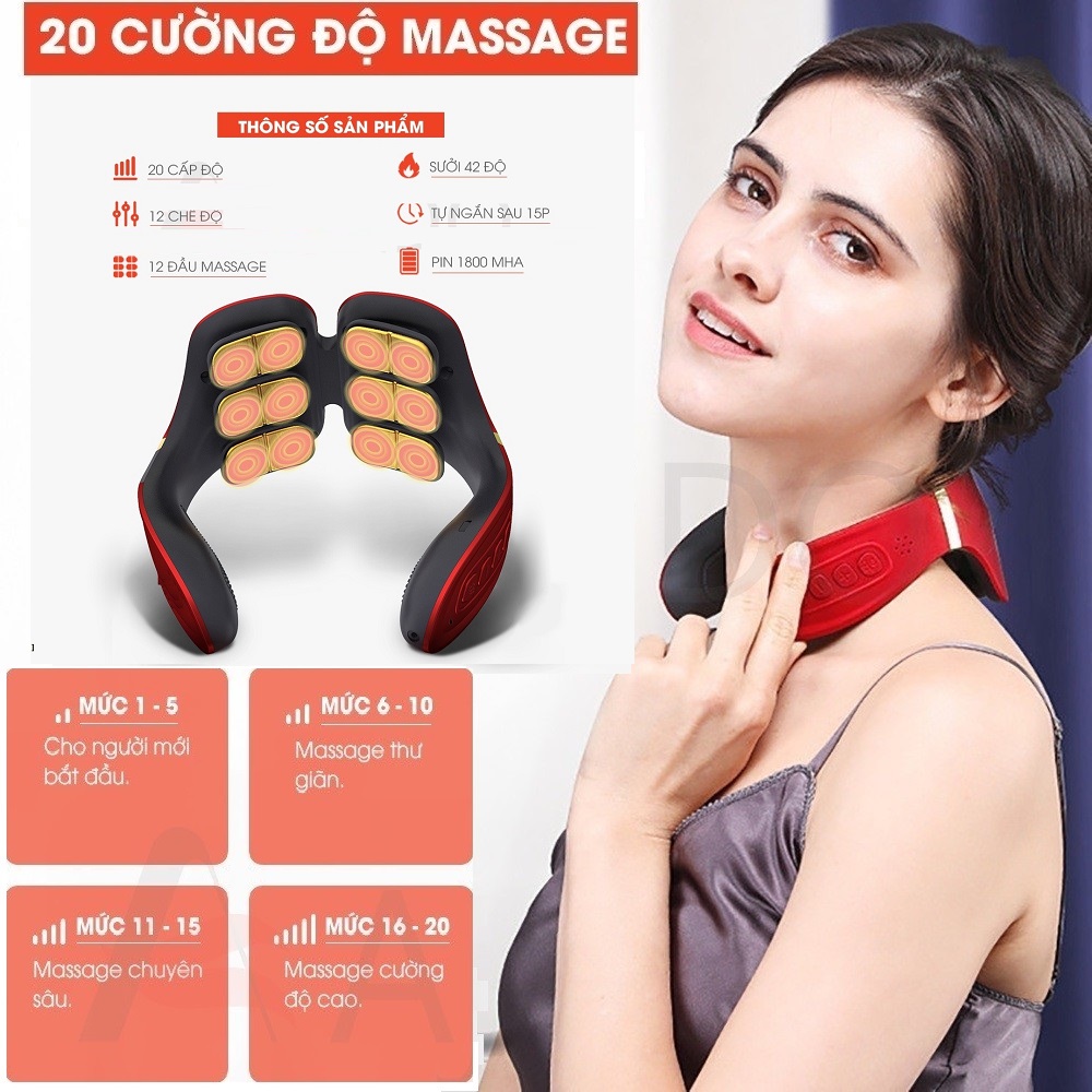 Máy massage cổ vai gáy cột sống 12 đầu công nghệ Nhật Bản-GJ6688