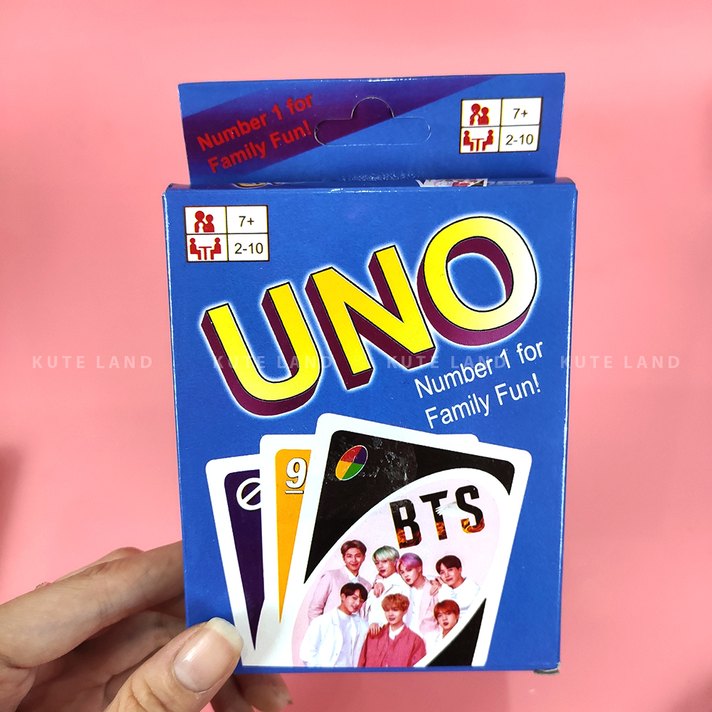 Bài Uno BTS Xanh Dương 108 lá giấy cứng Ivory cao cấp đồ chơi trẻ em thẻ bài Board Game Việt