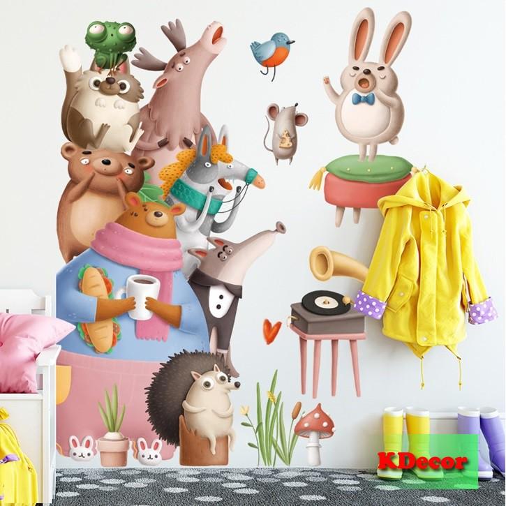 Decal dán tường muôn thú tụ hội
