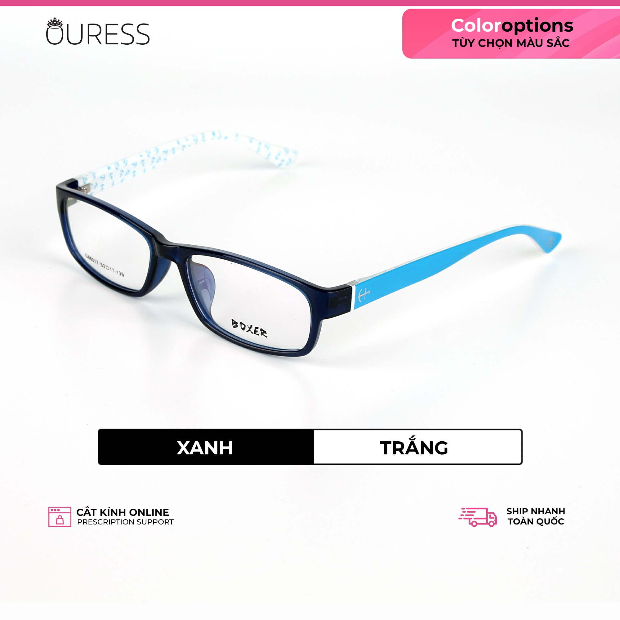 Gọng kính nhựa dẻo tr90 thời trang nam nữ Ouress 86017