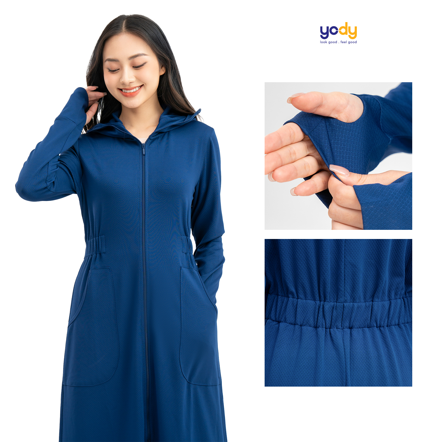 Áo chống nắng dài nữ YODY dáng dài che kín, chống nắng, cản tia UV ACN6002