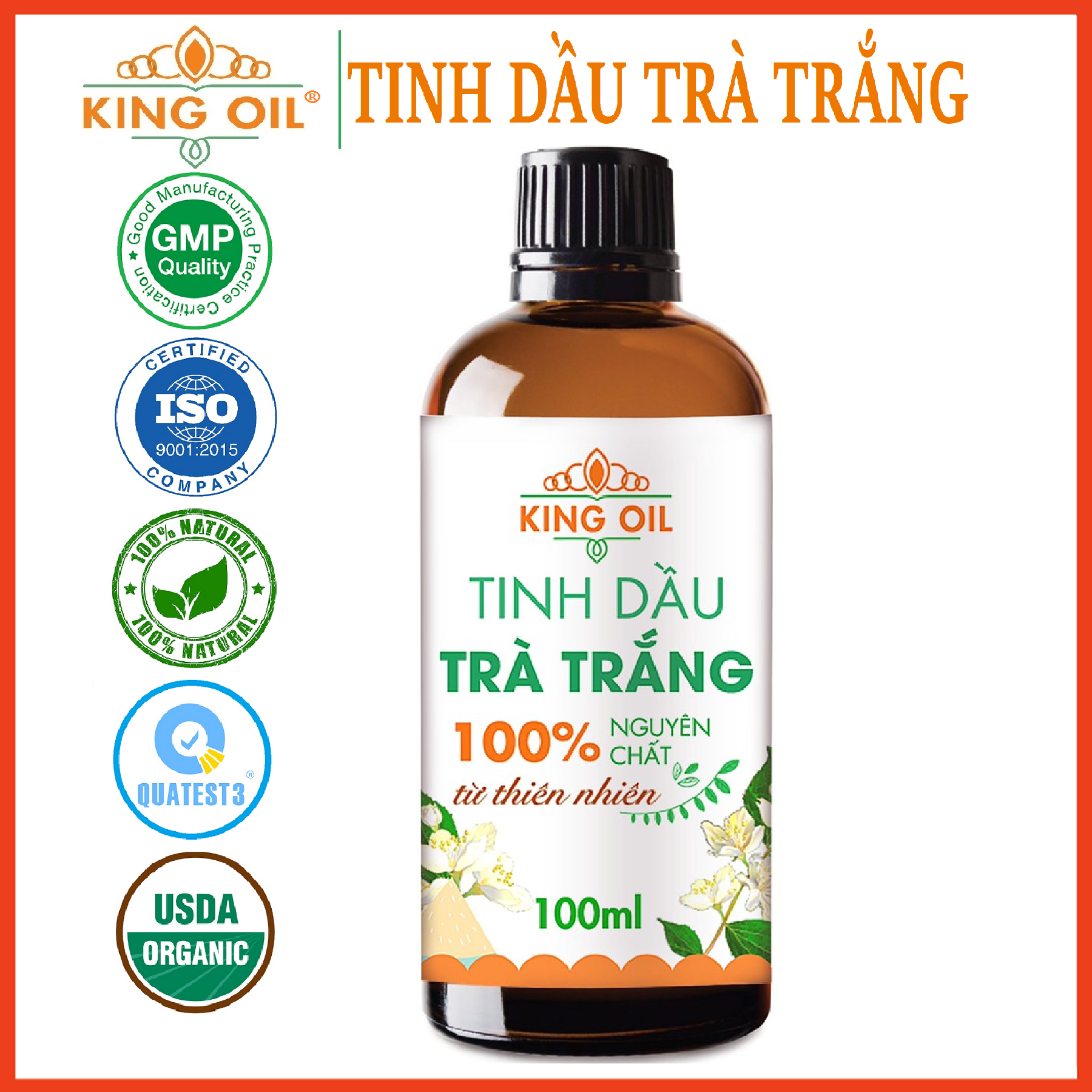 Tinh dầu Trà Trắng  nguyên chất từ thiên nhiên, xông phòng, khử mùi, thơm phòng, đuổi muỗi - KingOil