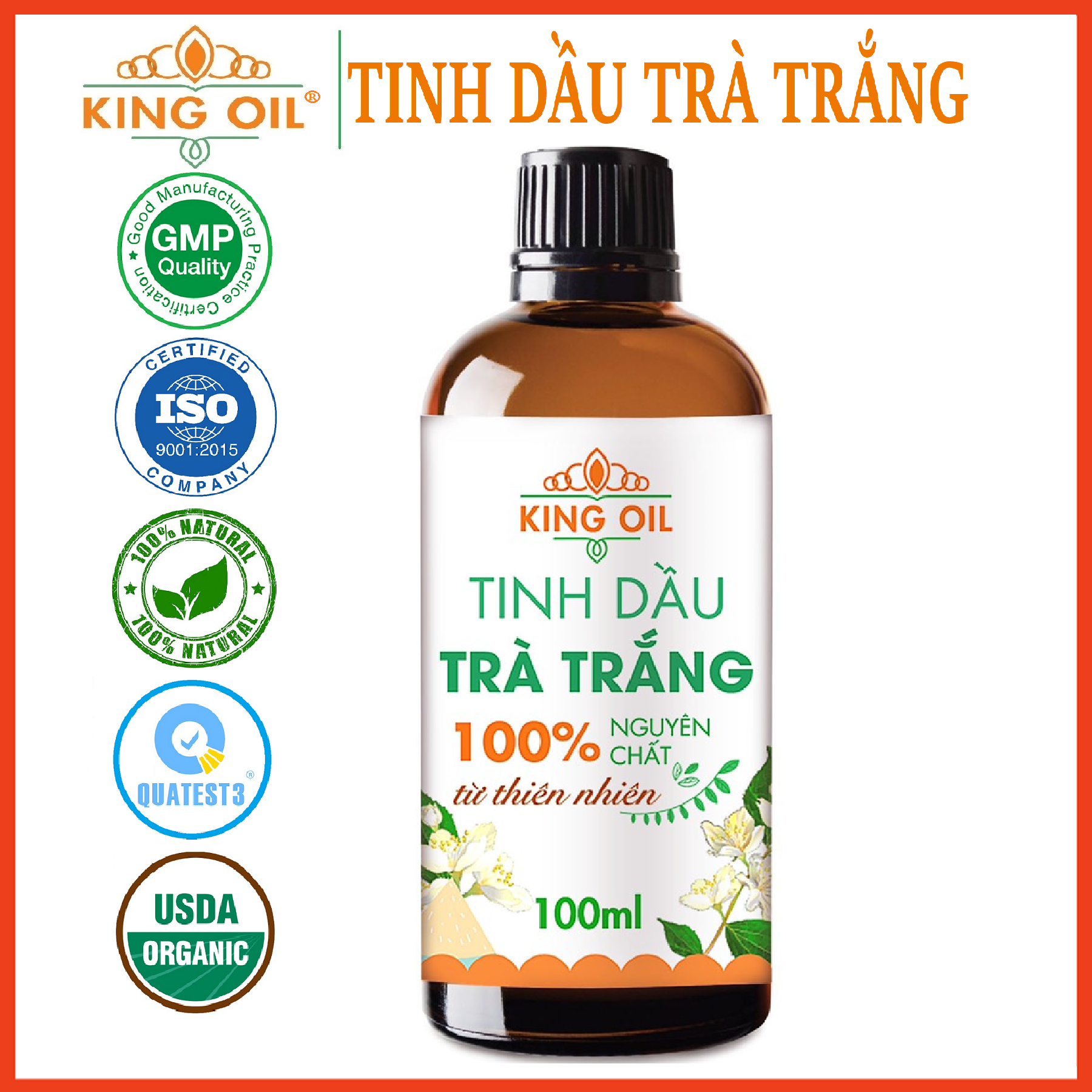 Tinh dầu Trà Trắng (White Tea Essential Oil) nguyên chất từ thiên nhiên, xông phòng, khử mùi, thơm phòng, đuổi muỗi - KingOil