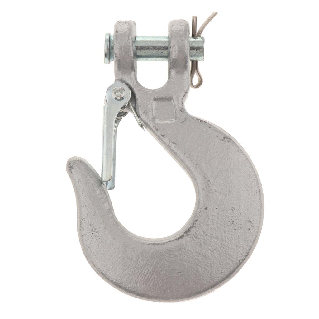 1/4 Inch Lifting Chain Hook 304 Stainless Steel Fork Head  Hook with Safety Lock for Upgrading The ATV Trailer for Towing Winch