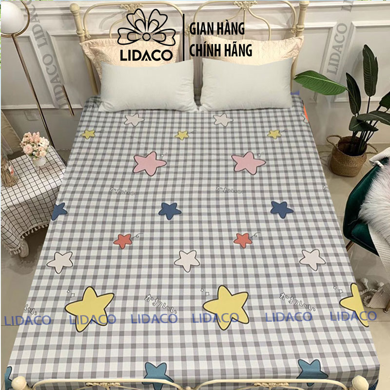 Ga Chống Thấm Cotton Lidaco Cao Cấp - Kẻ Sao - 1M6X2Mxdưới12Cm
